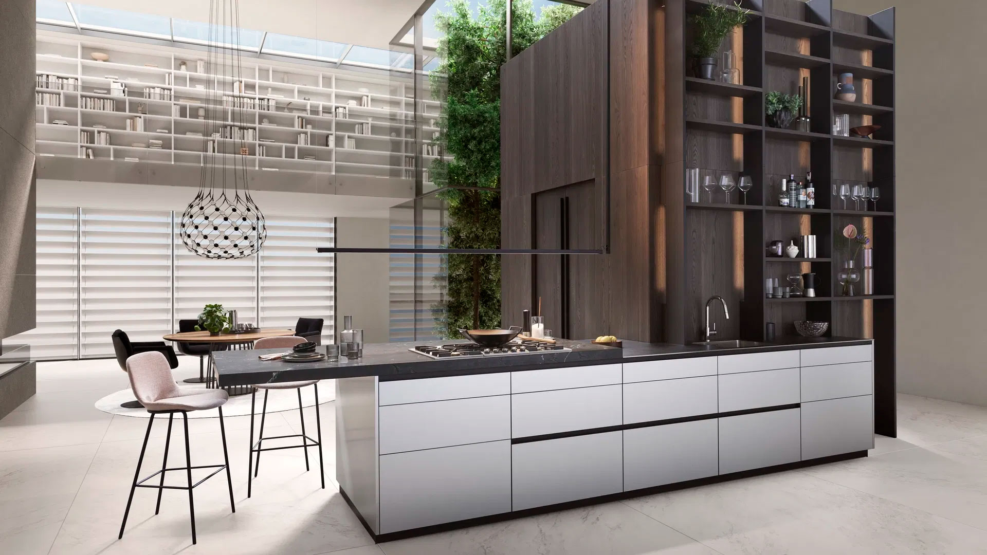 Moderne Küche mit Insel in stilvollem Design