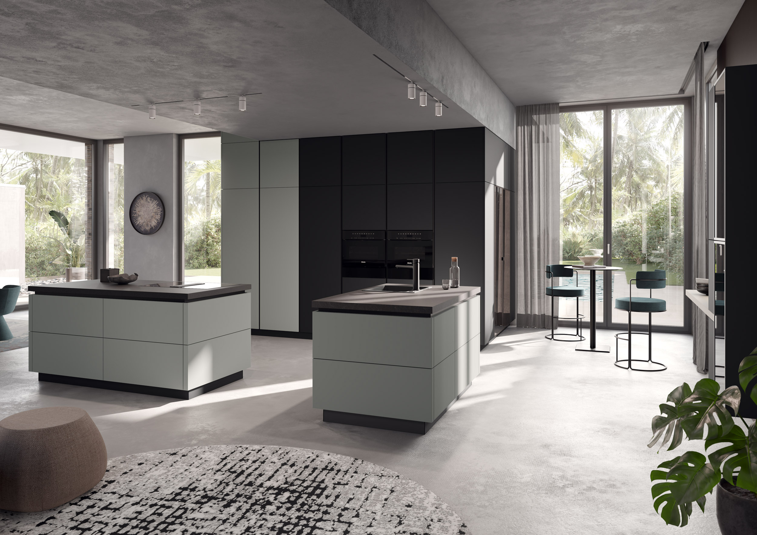 Moderne offene Küche mit stilvollem Design und Licht