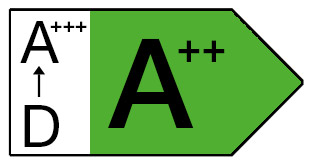 Energieeffizienzklasse A Plus Plus Label auf Weiß
